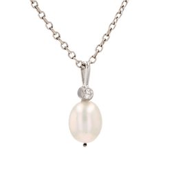Pendentif en or blanc, perle et diamant - Castafiore