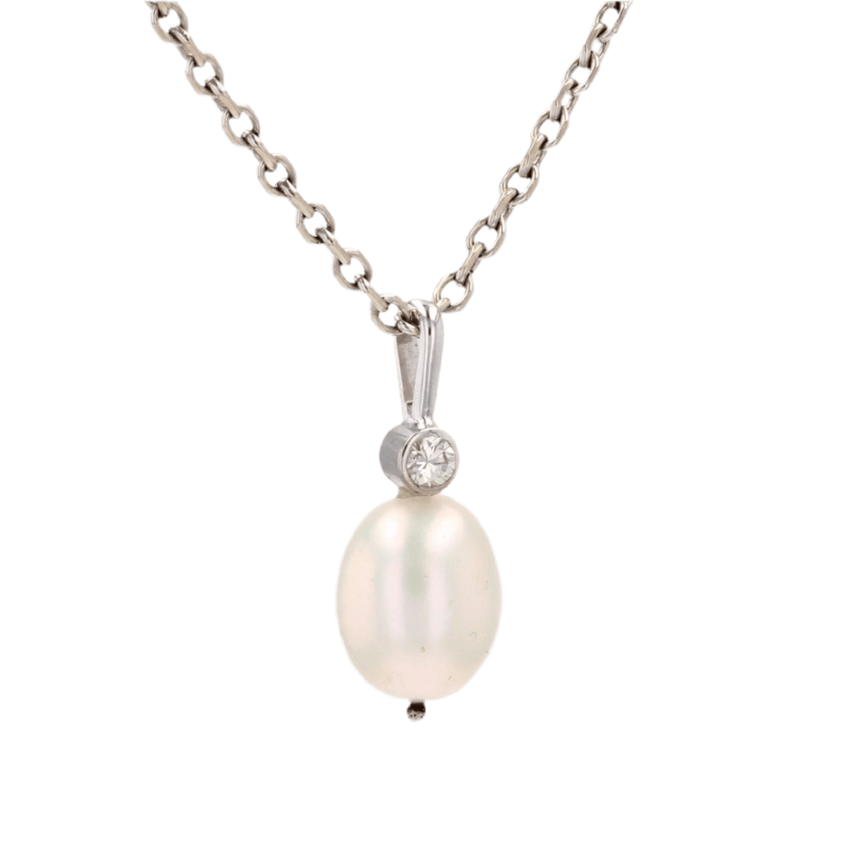 Pendentif en or blanc, perle et diamant - Castafiore