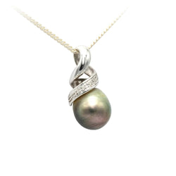 Pendentif en or blanc, perle et diamants - Castafiore