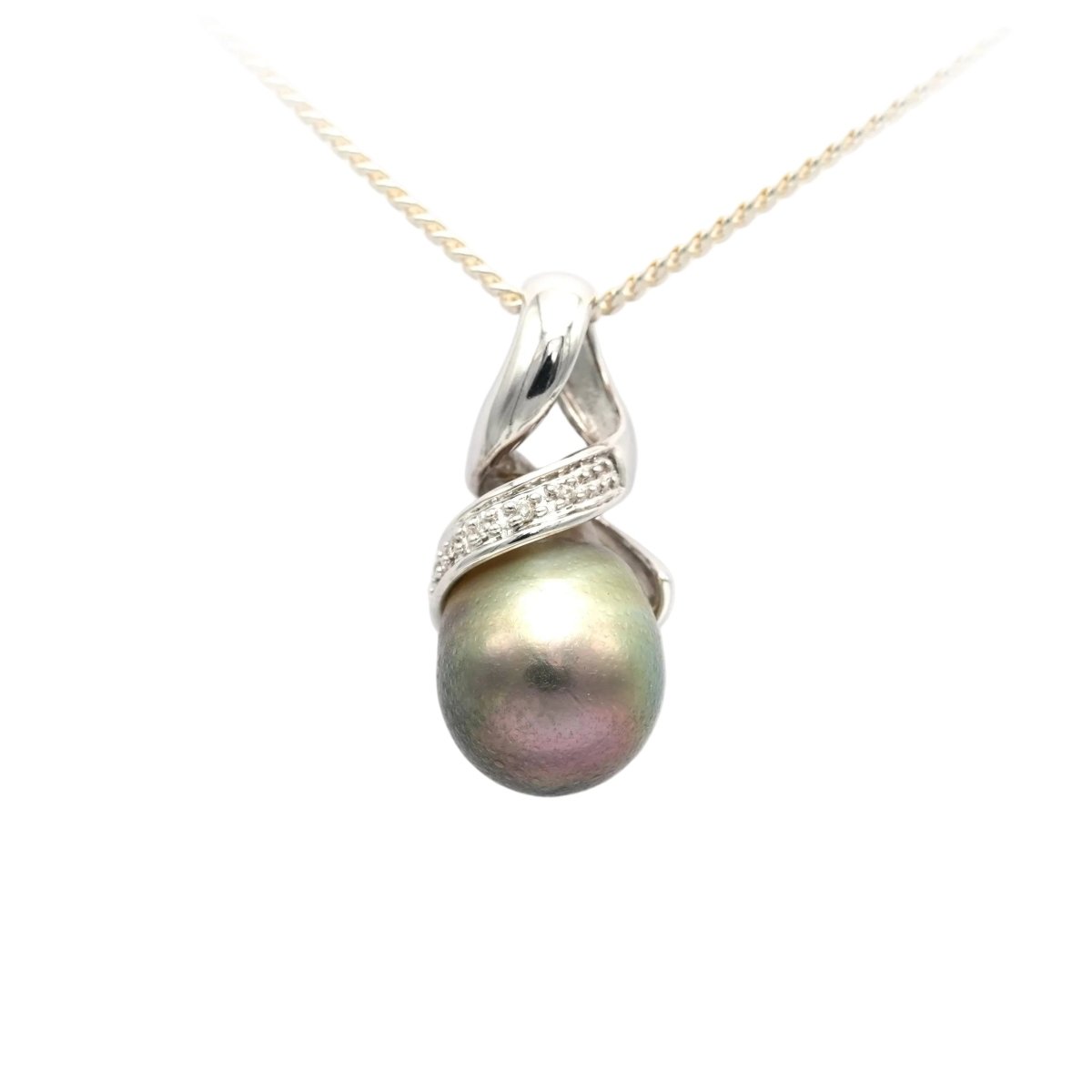 Pendentif en or blanc, perle et diamants - Castafiore