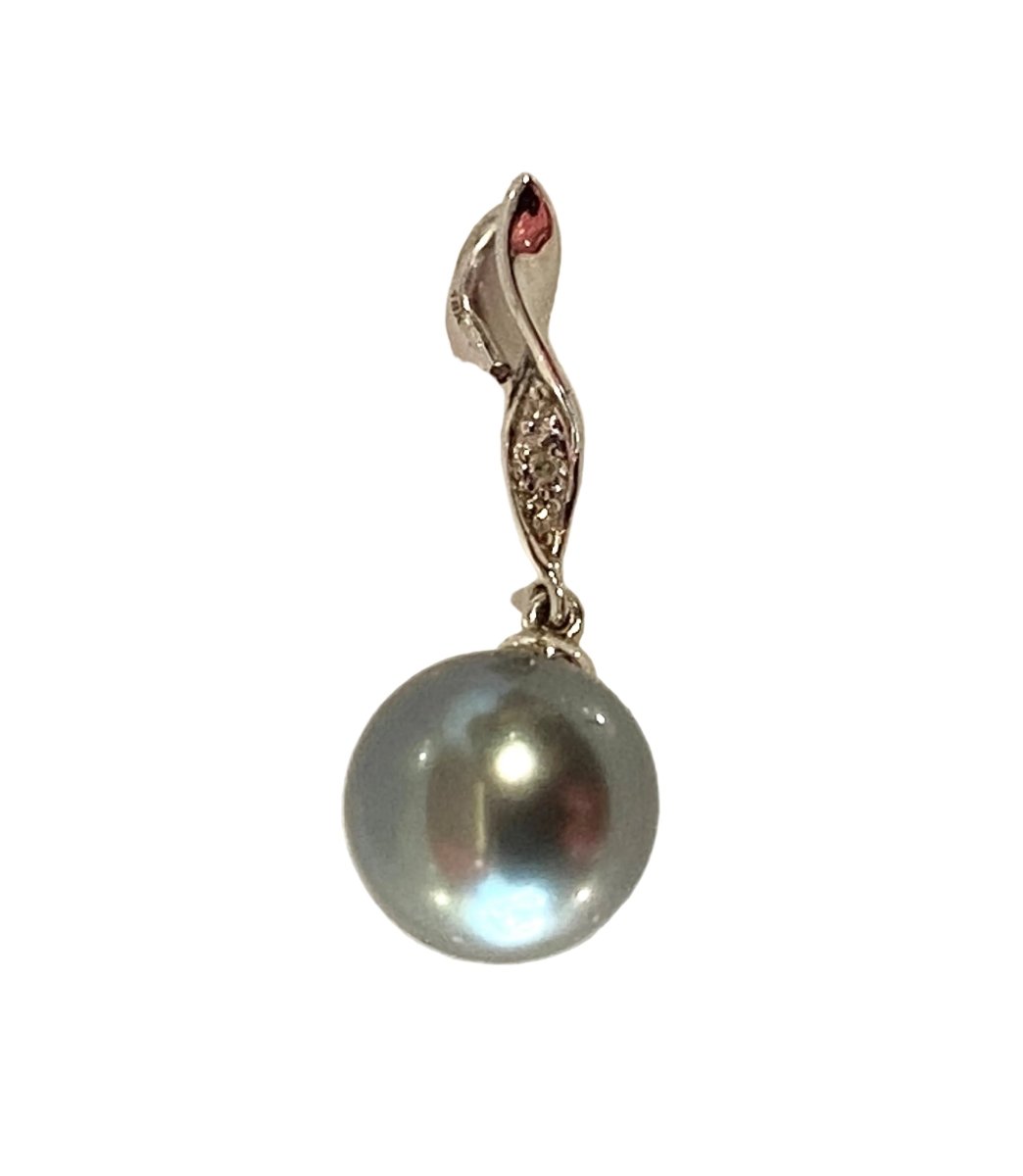 Pendentif en or blanc, perle et diamants - Castafiore