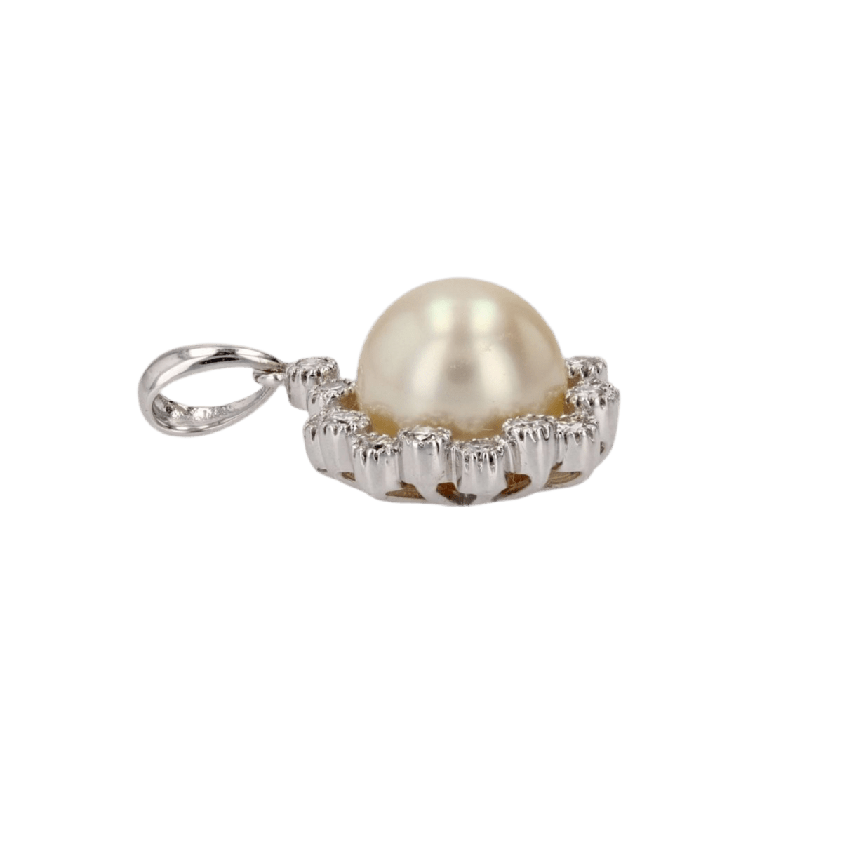 Pendentif en or blanc, perle et diamants - Castafiore