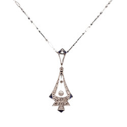 Pendentif en or blanc, platine, saphirs et diamants - Castafiore