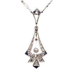 Pendentif en or blanc, platine, saphirs et diamants - Castafiore
