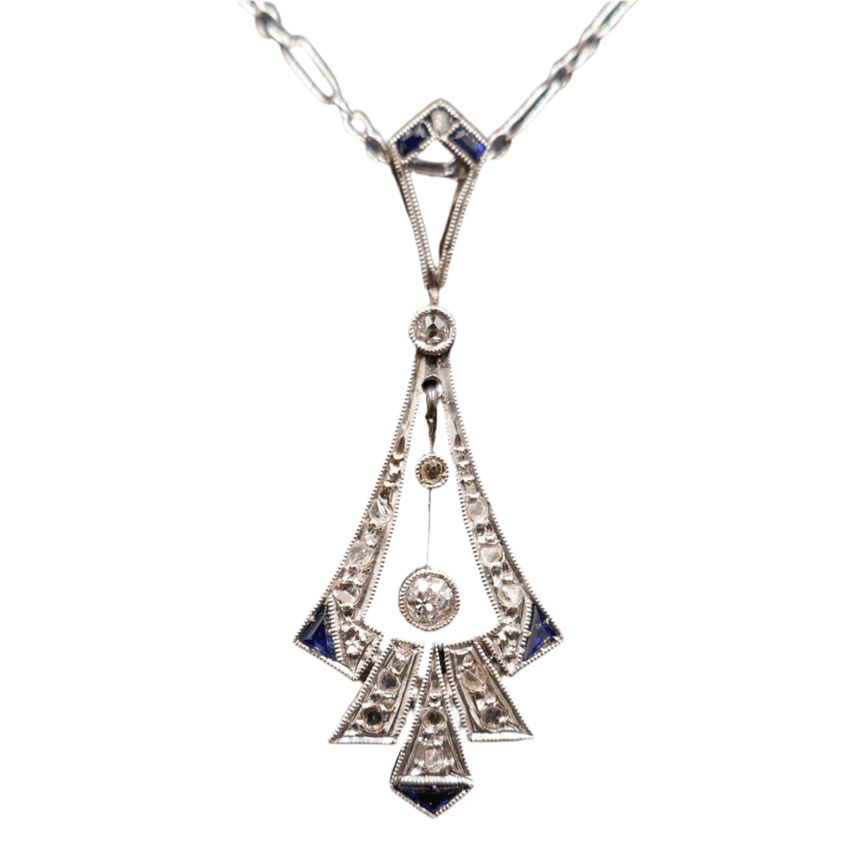 Pendentif en or blanc, platine, saphirs et diamants - Castafiore