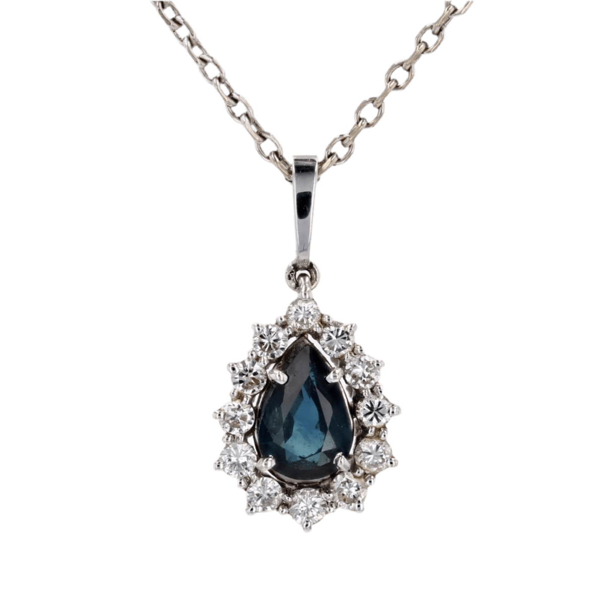 Pendentif en or blanc, saphir et diamants - Castafiore