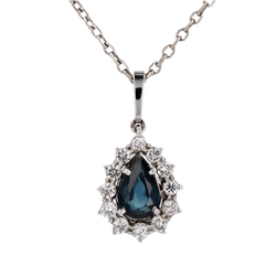 Pendentif en or blanc, saphir et diamants - Castafiore