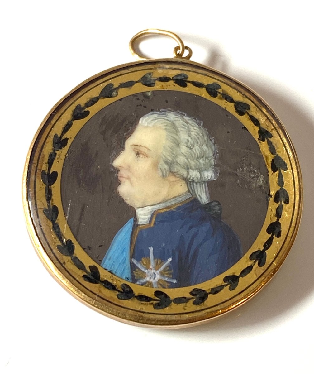 Pendentif en or et miniature Louis XVI , époque 18º siècle - Castafiore