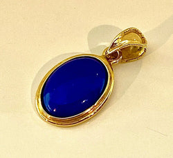 Pendentif en or jaune 18 carats et cabochon en lapis lazuli - Castafiore