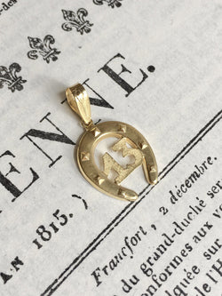 Pendentif en or jaune 18K en forme de fer à cheval - Castafiore