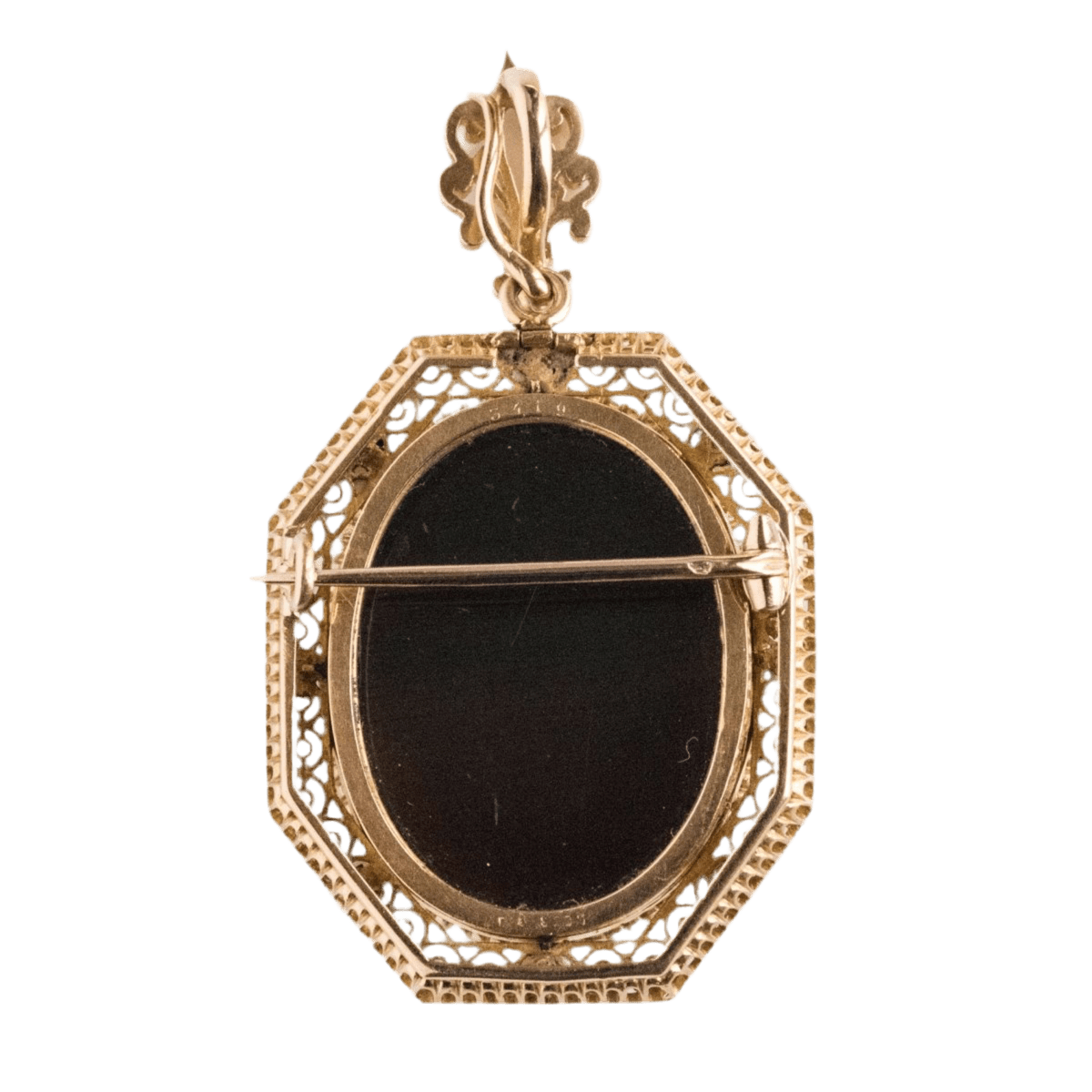 Pendentif en or jaune, agate et perles - Castafiore