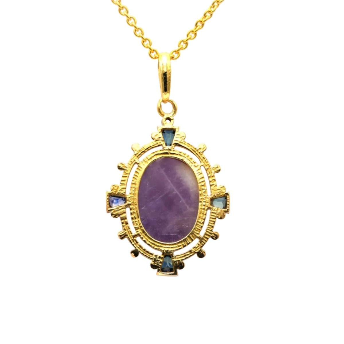 Pendentif en or jaune, améthyste, saphirs et diamant - Castafiore