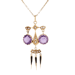 Pendentif en or jaune, améthystes et perles - Castafiore