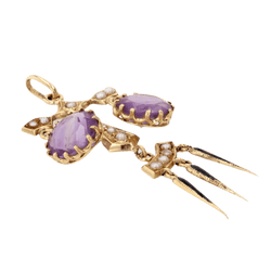 Pendentif en or jaune, améthystes et perles - Castafiore