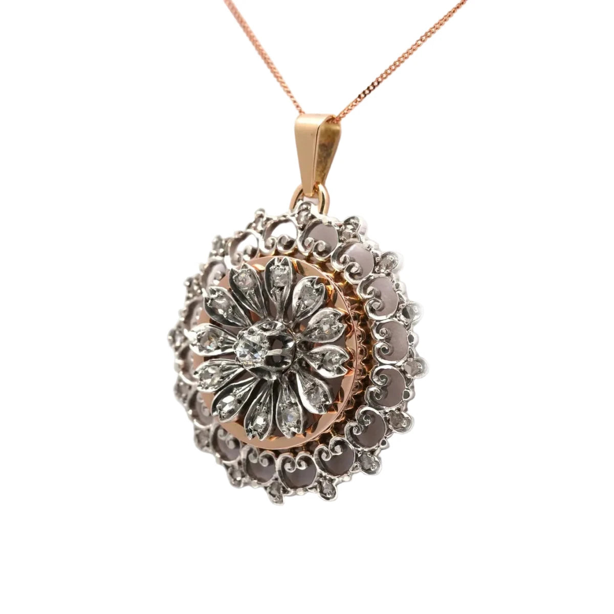 Pendentif en or jaune, argent et diamants - Castafiore