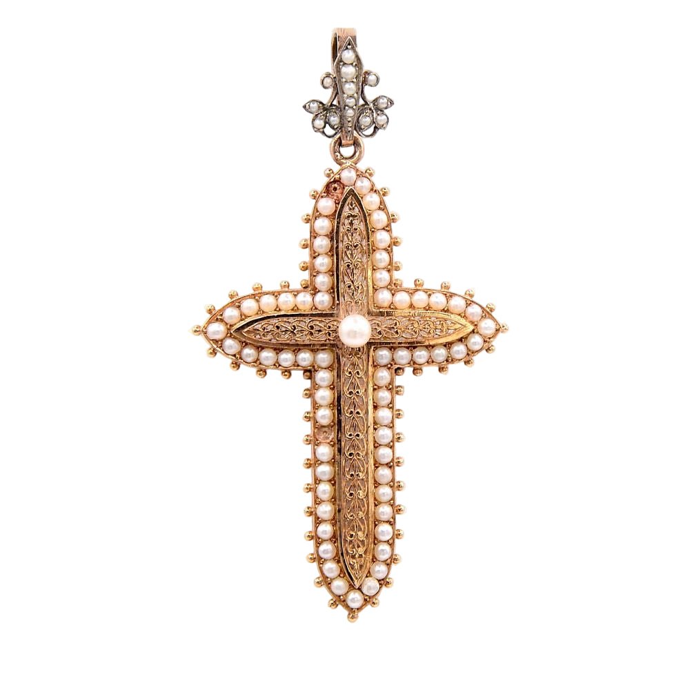 Pendentif en or jaune, argent, vermeil et perles - Castafiore