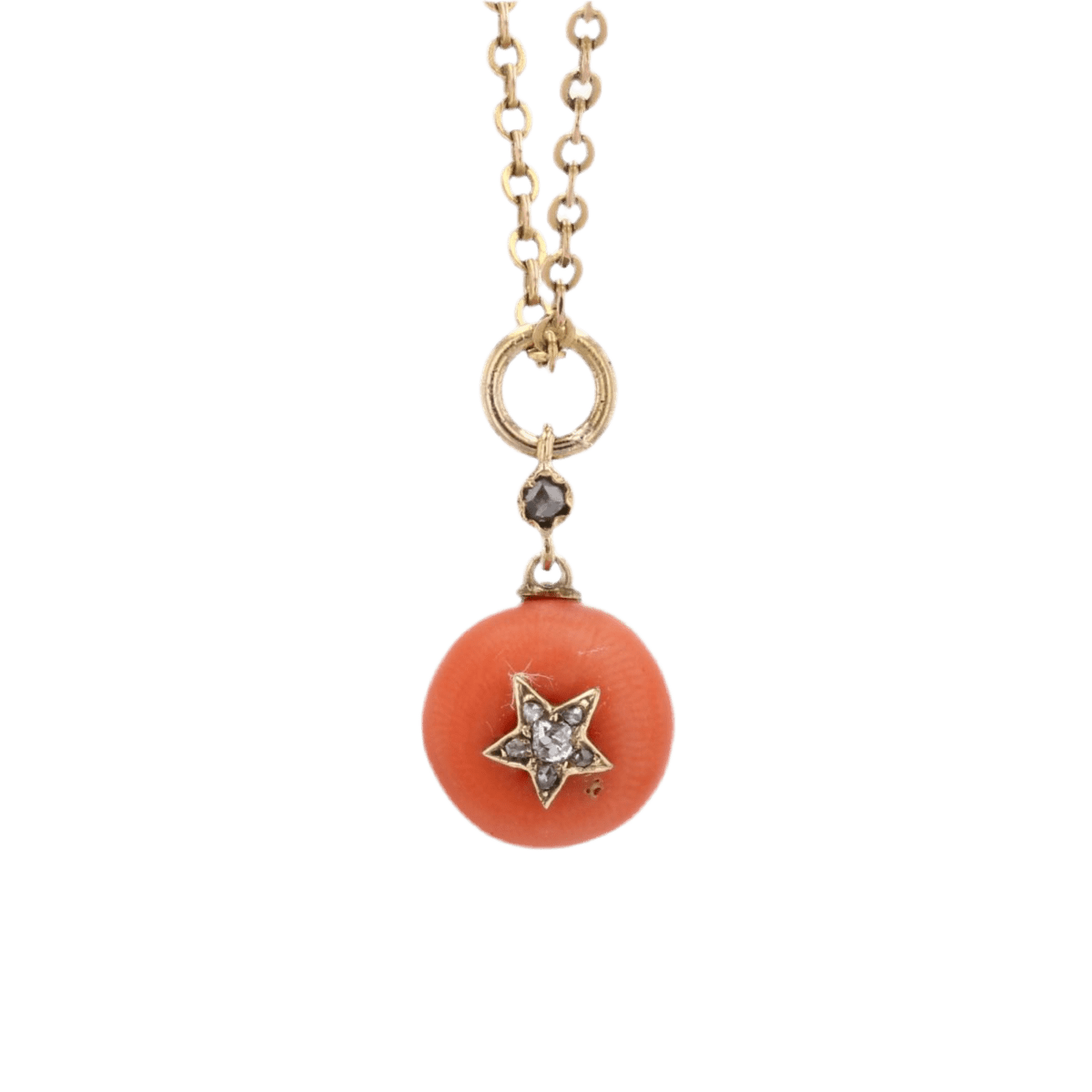 Pendentif en or jaune, corail, et diamants - Castafiore