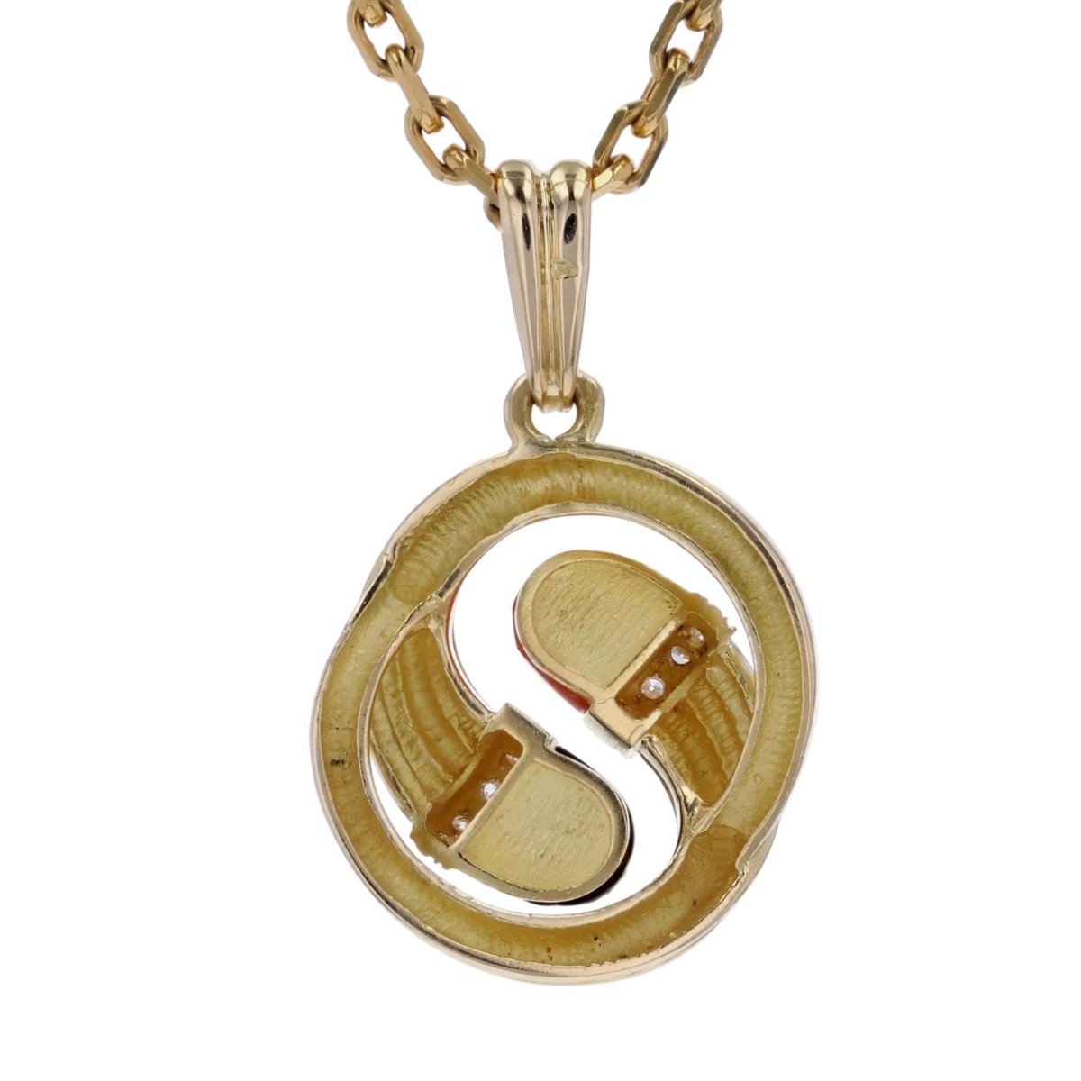 Pendentif en or jaune, corail et diamants - Castafiore