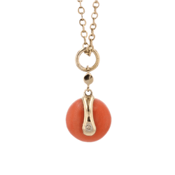 Pendentif en or jaune, corail, et diamants - Castafiore