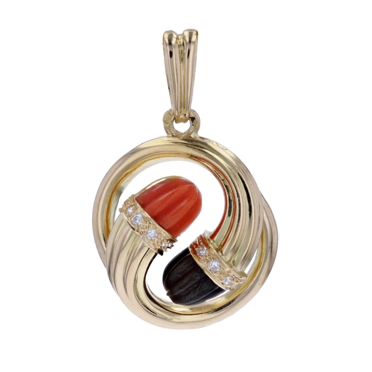 Pendentif en or jaune, corail et diamants - Castafiore