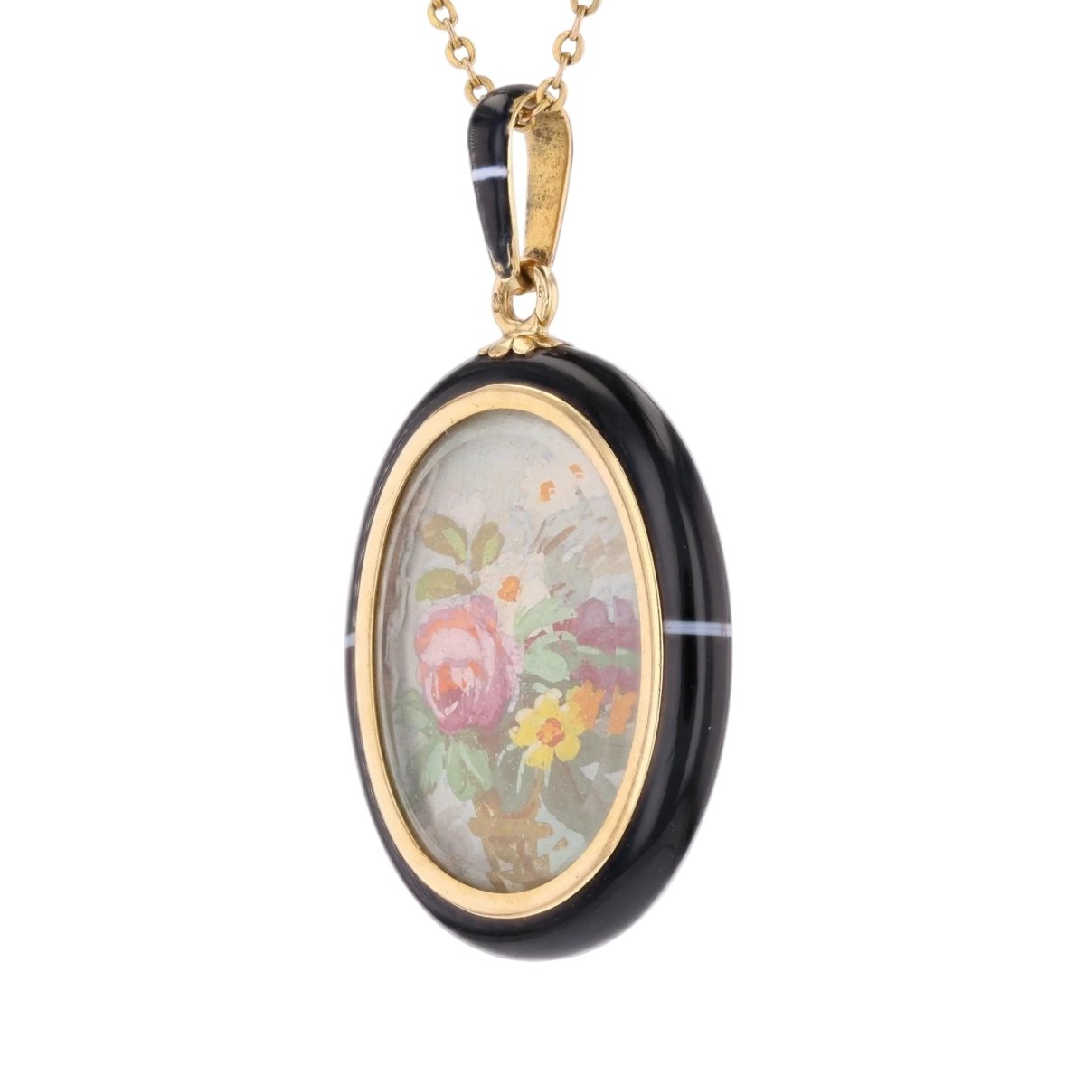 Pendentif en or jaune, émail et agate - Castafiore