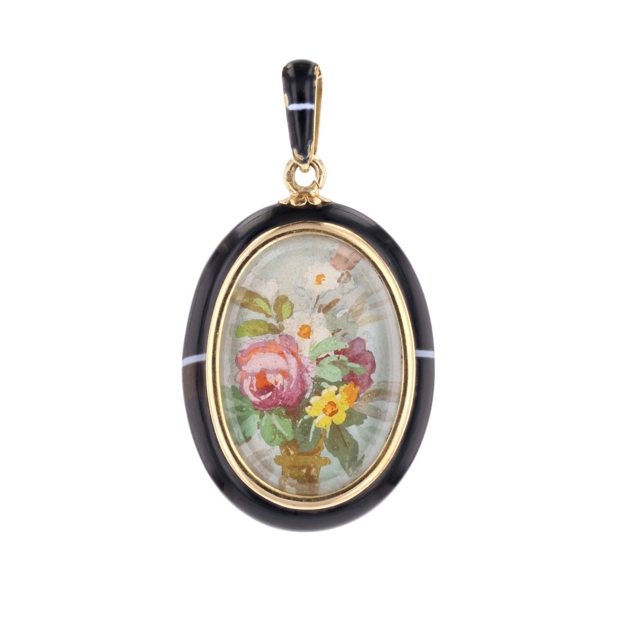 Pendentif en or jaune, émail et agate - Castafiore