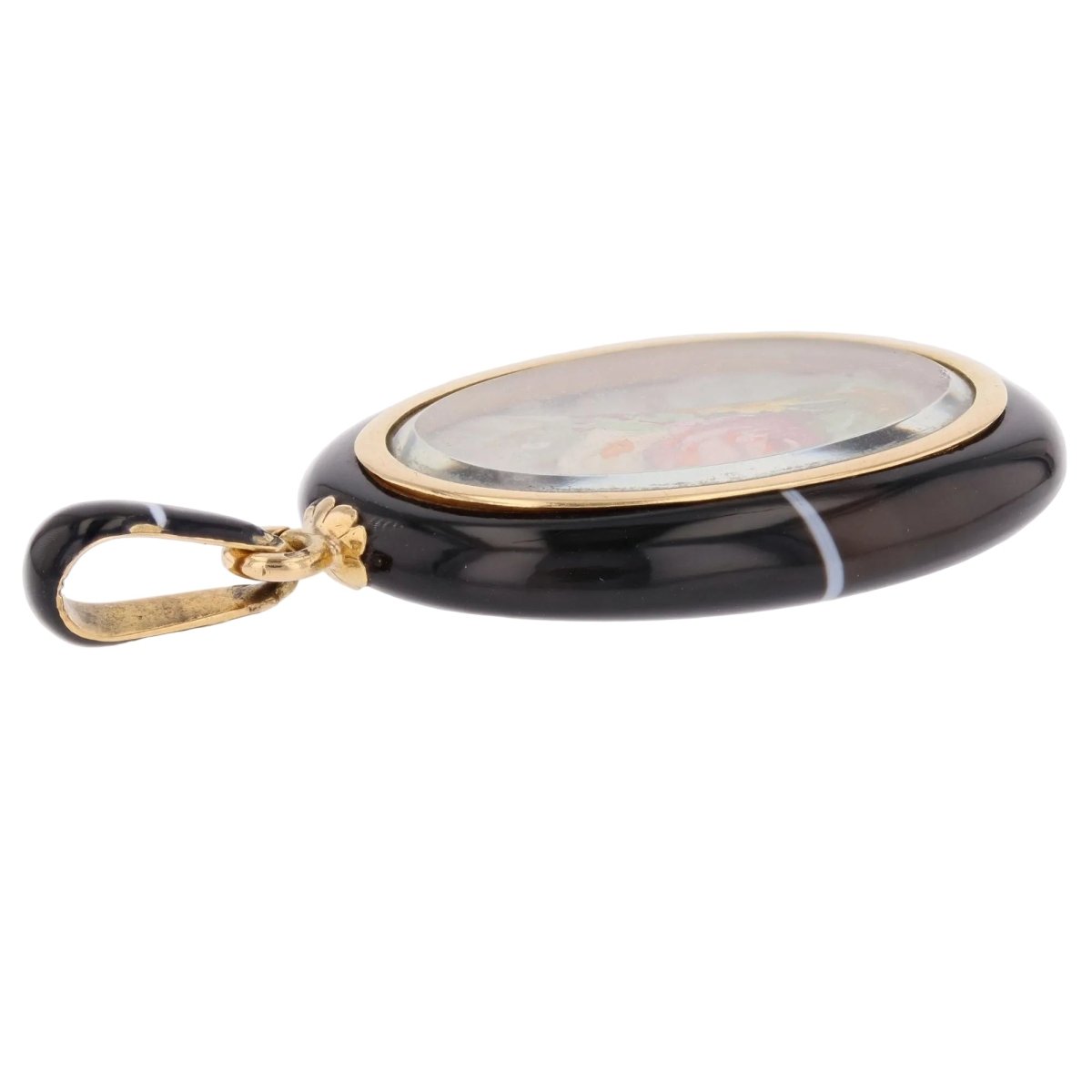 Pendentif en or jaune, émail et agate - Castafiore