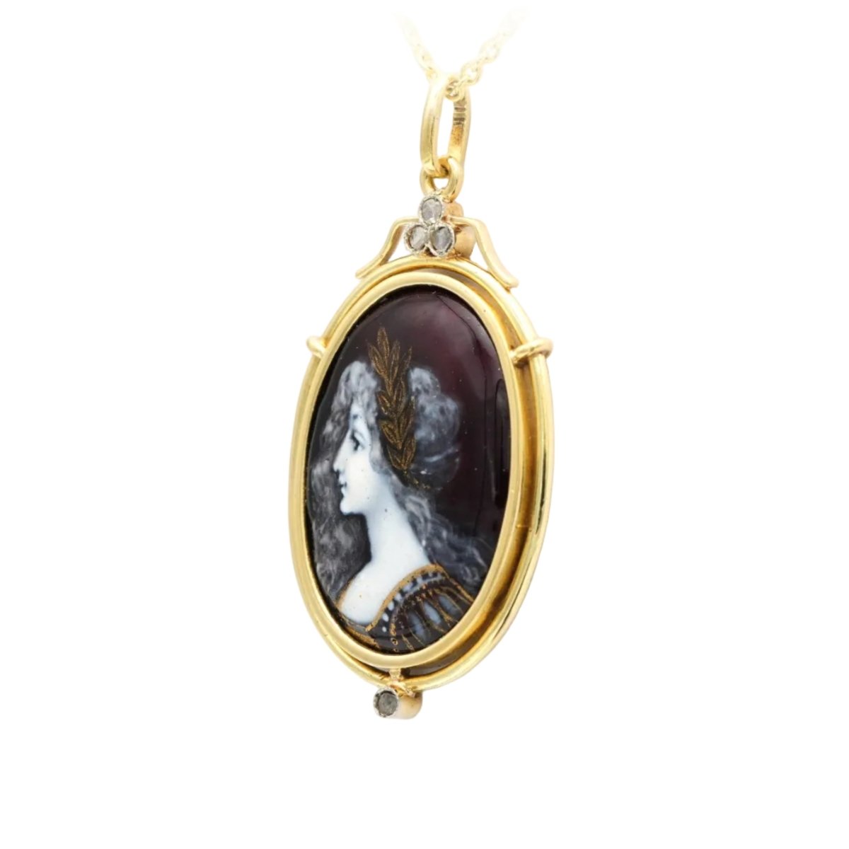 Pendentif en or jaune, émail et diamants - Castafiore