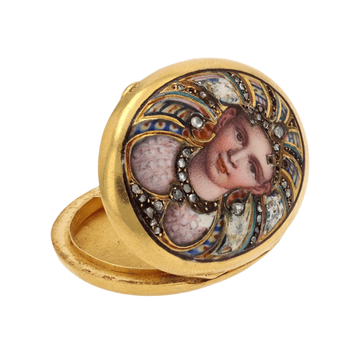 Pendentif en or jaune, émail et diamants - Castafiore