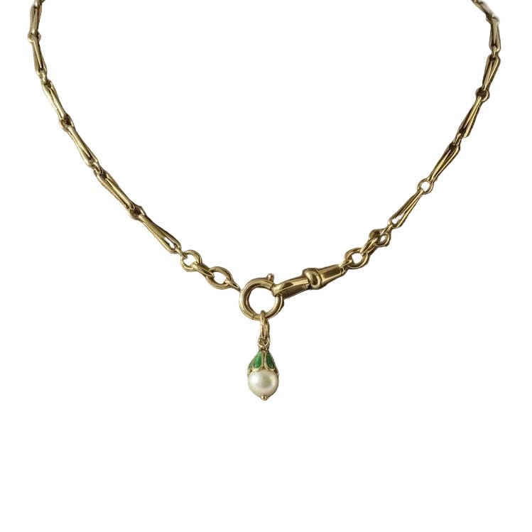 Pendentif en or jaune, émail et perle - Castafiore
