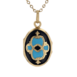 Pendentif en or jaune, émail et turquoise - Castafiore