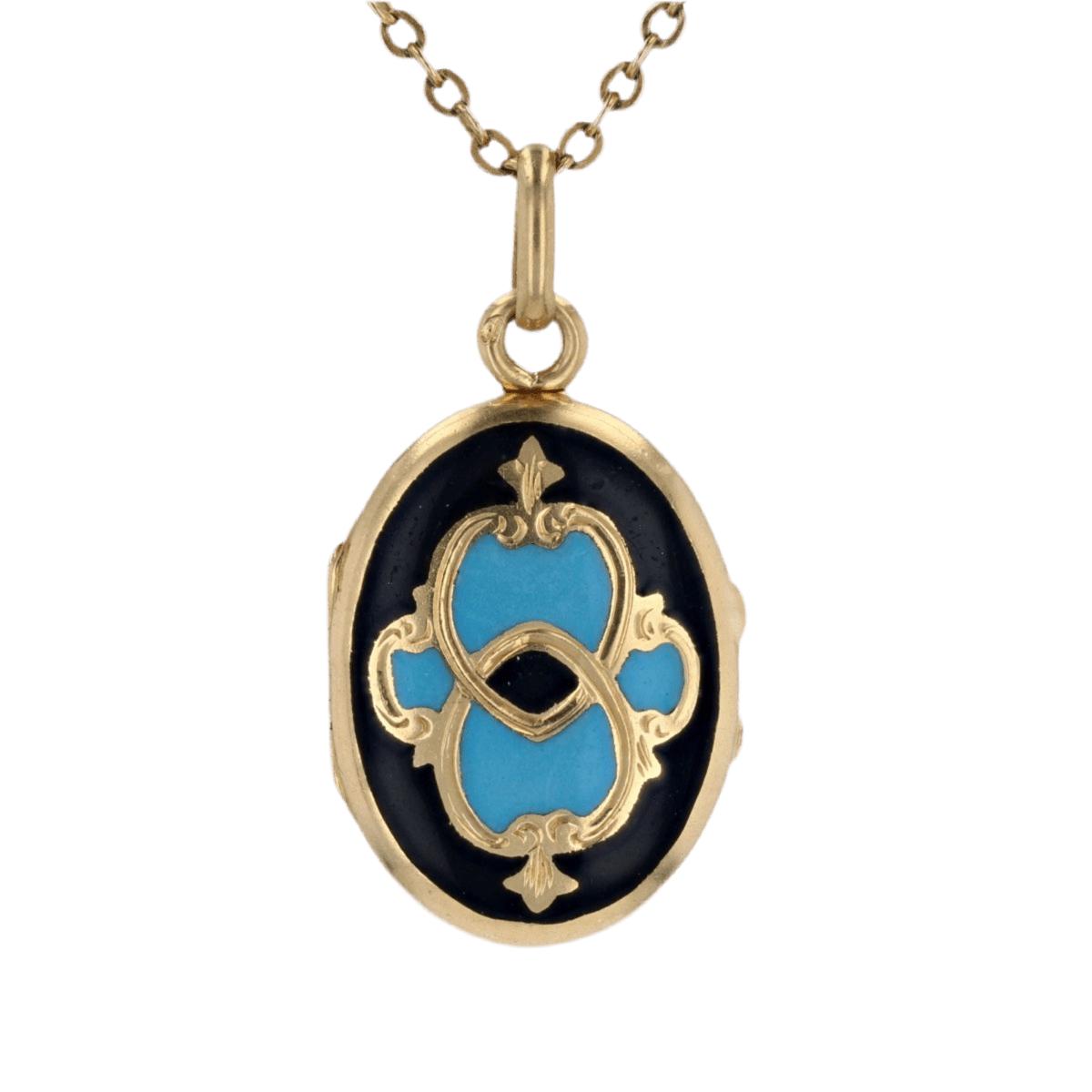 Pendentif en or jaune, émail et turquoise - Castafiore