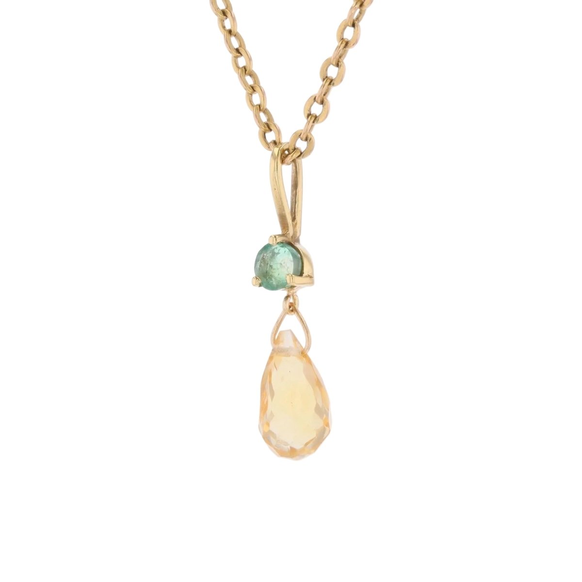 Pendentif en or jaune, émeraude et citrine - Castafiore