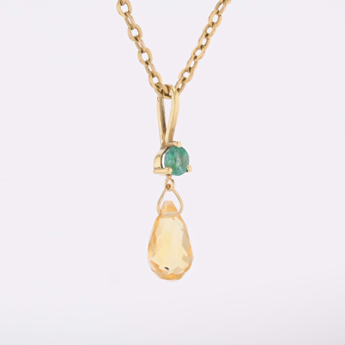 Pendentif en or jaune, émeraude et citrine - Castafiore