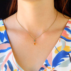 Pendentif en or jaune, émeraude et citrine - Castafiore