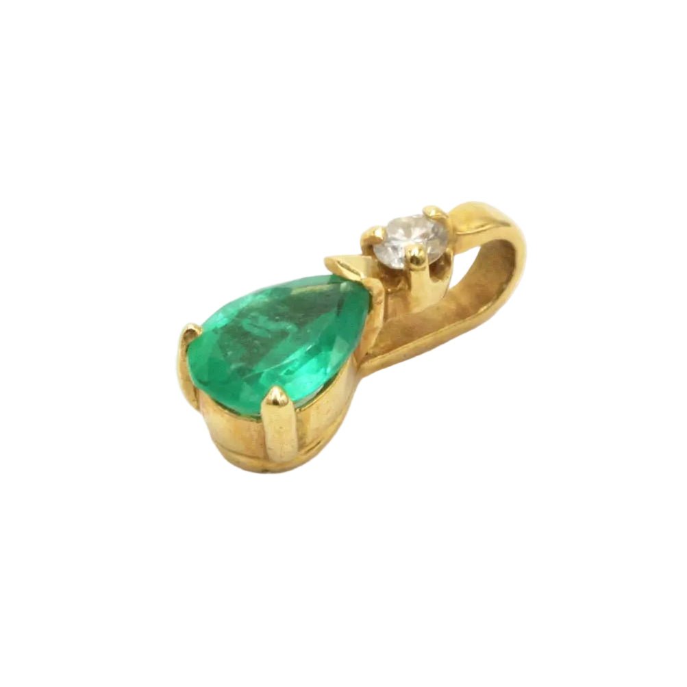 Pendentif en or jaune, émeraude et diamant - Castafiore