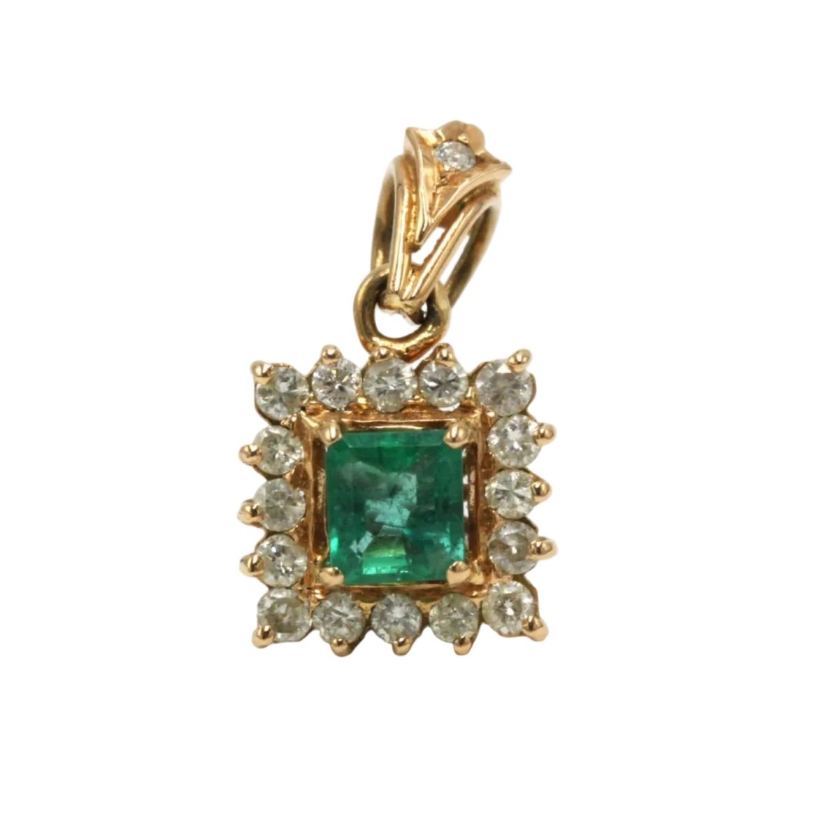 Pendentif en or jaune, émeraude et diamants - Castafiore
