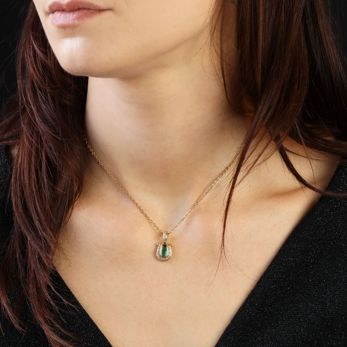 Pendentif en or jaune, émeraude et diamants - Castafiore