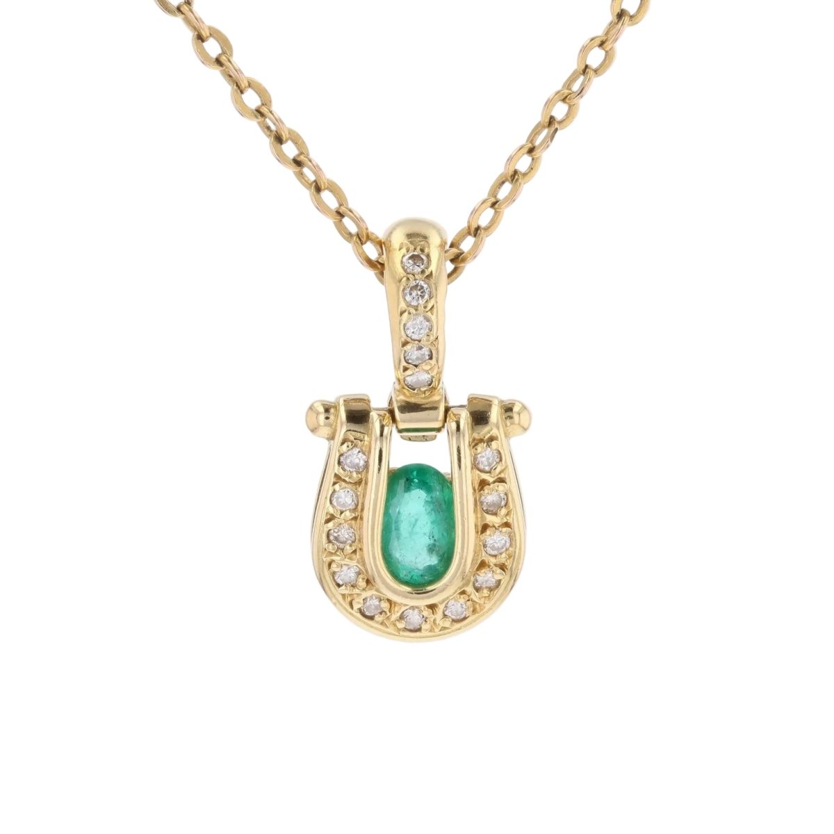 Pendentif en or jaune, émeraude et diamants - Castafiore