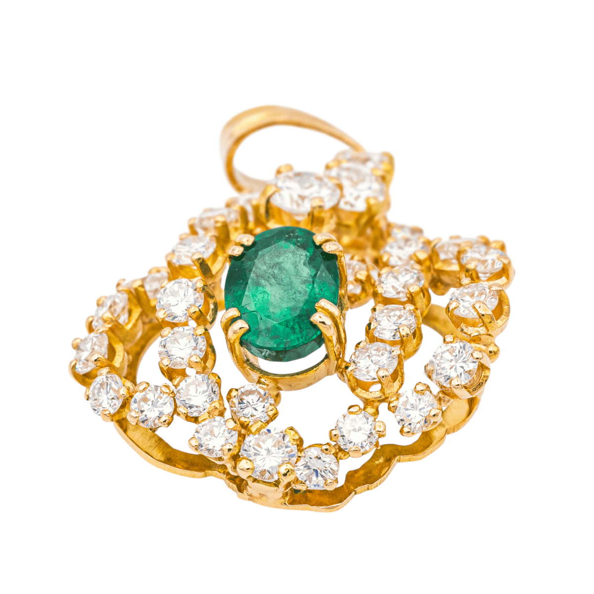 Pendentif en or jaune, émeraude et diamants - Castafiore