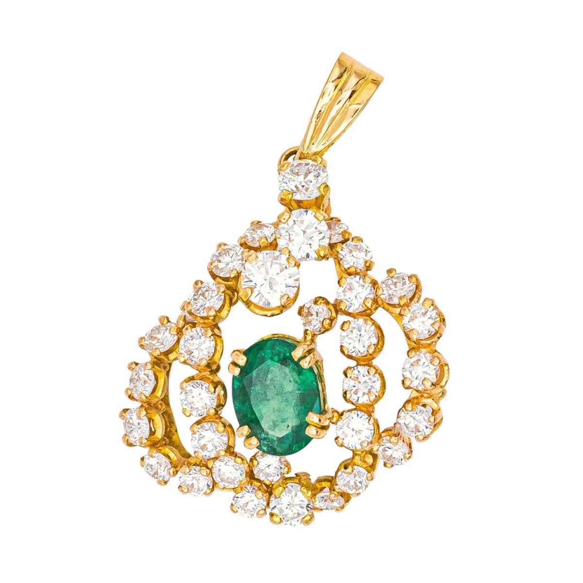 Pendentif en or jaune, émeraude et diamants - Castafiore