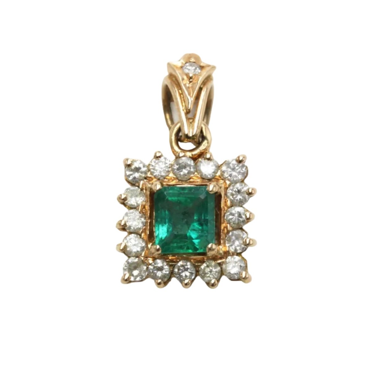 Pendentif en or jaune, émeraude et diamants - Castafiore