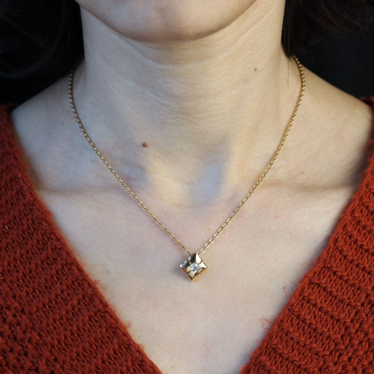 Pendentif en or jaune et aigue - marine - Castafiore