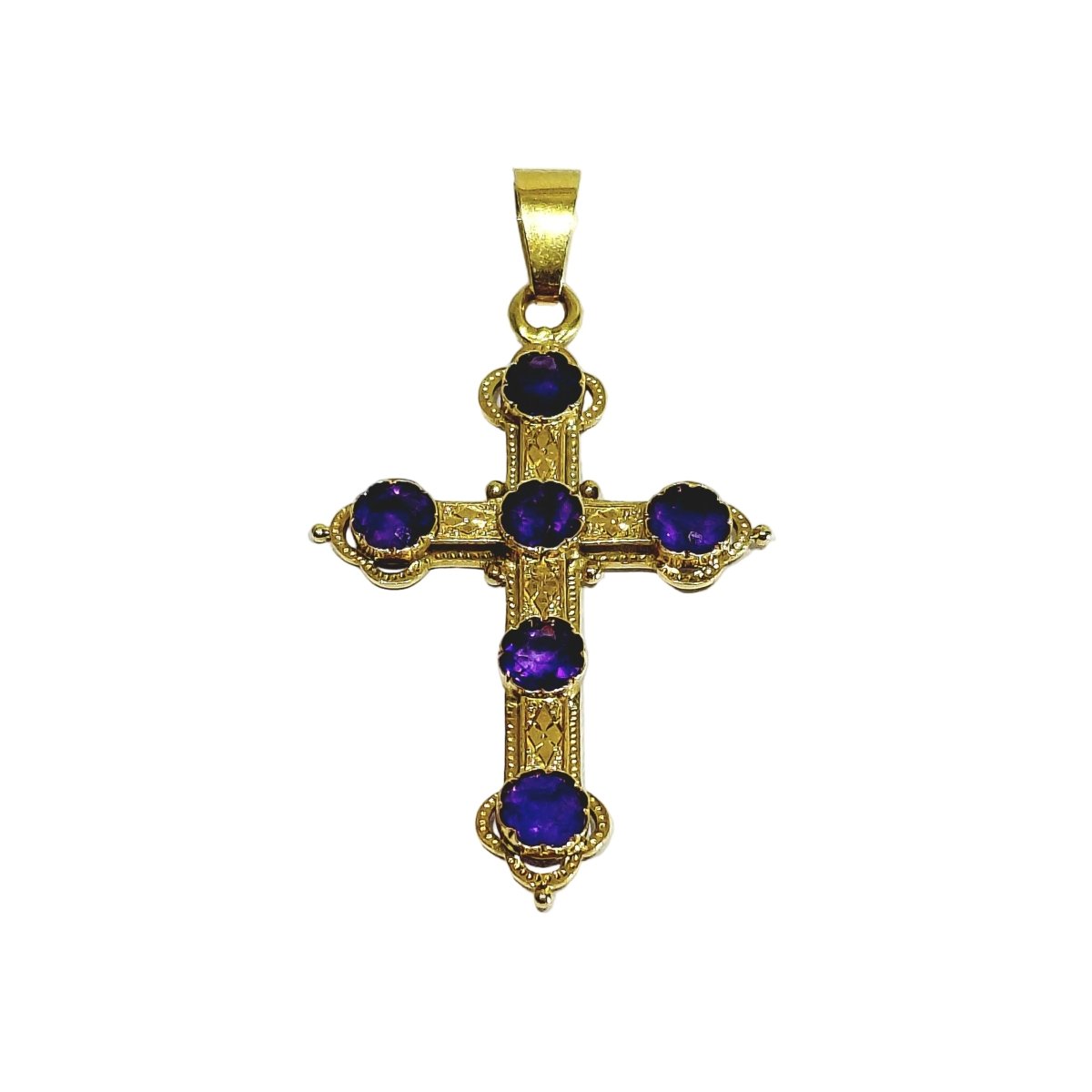 Pendentif en or jaune et améthystes - Castafiore