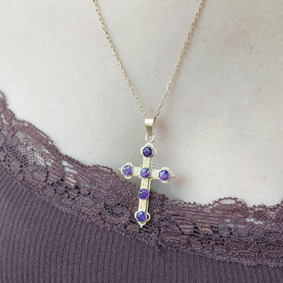 Pendentif en or jaune et améthystes - Castafiore