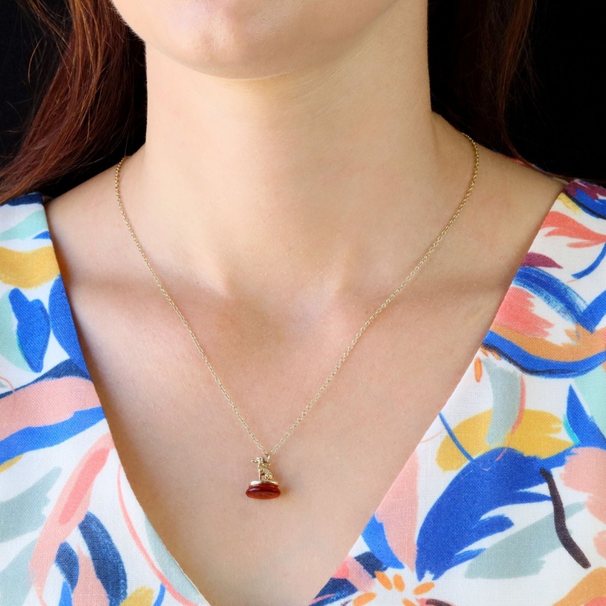 Pendentif en or jaune et cornaline - Castafiore