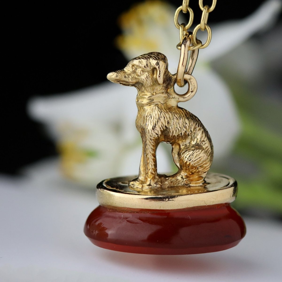 Pendentif en or jaune et cornaline - Castafiore