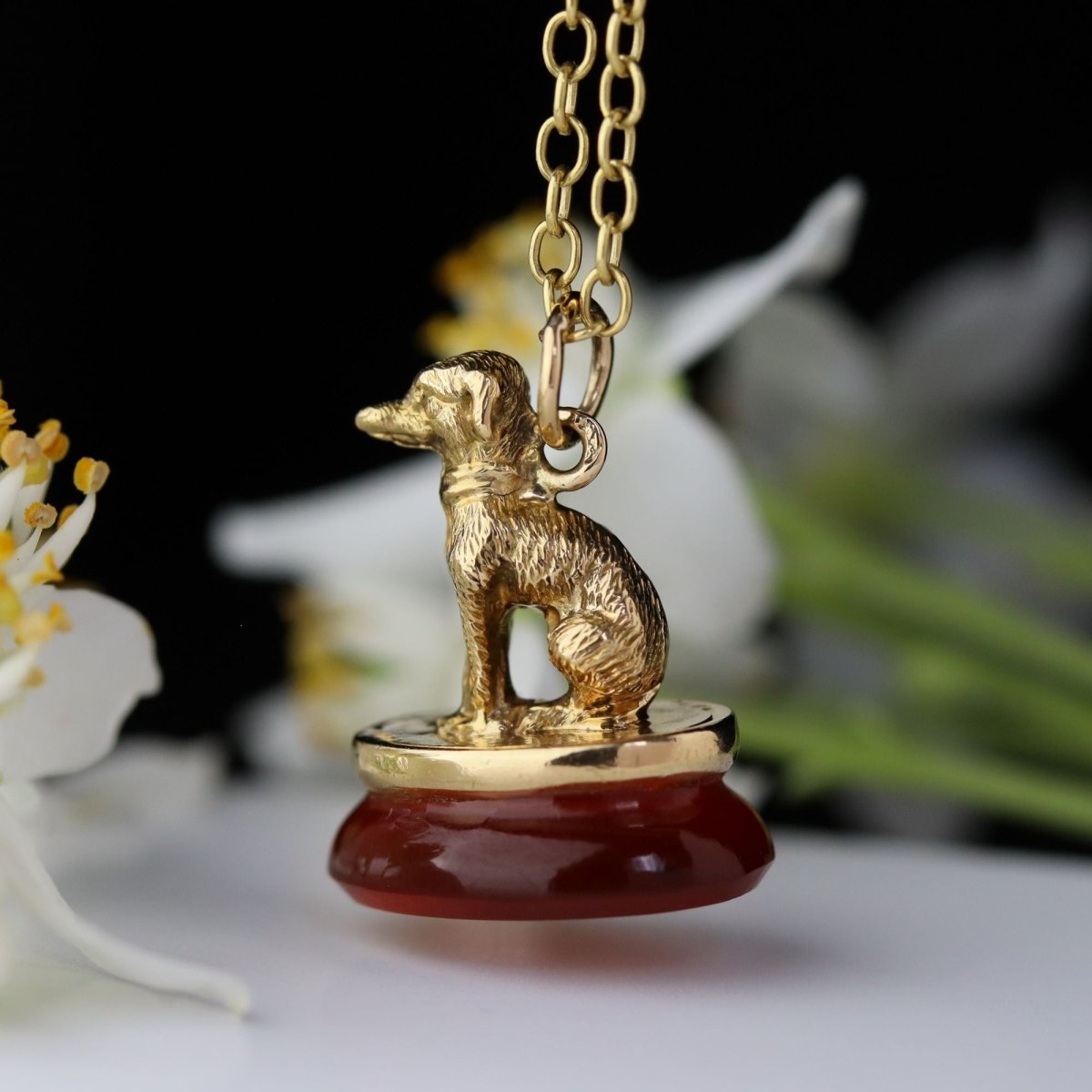 Pendentif en or jaune et cornaline - Castafiore