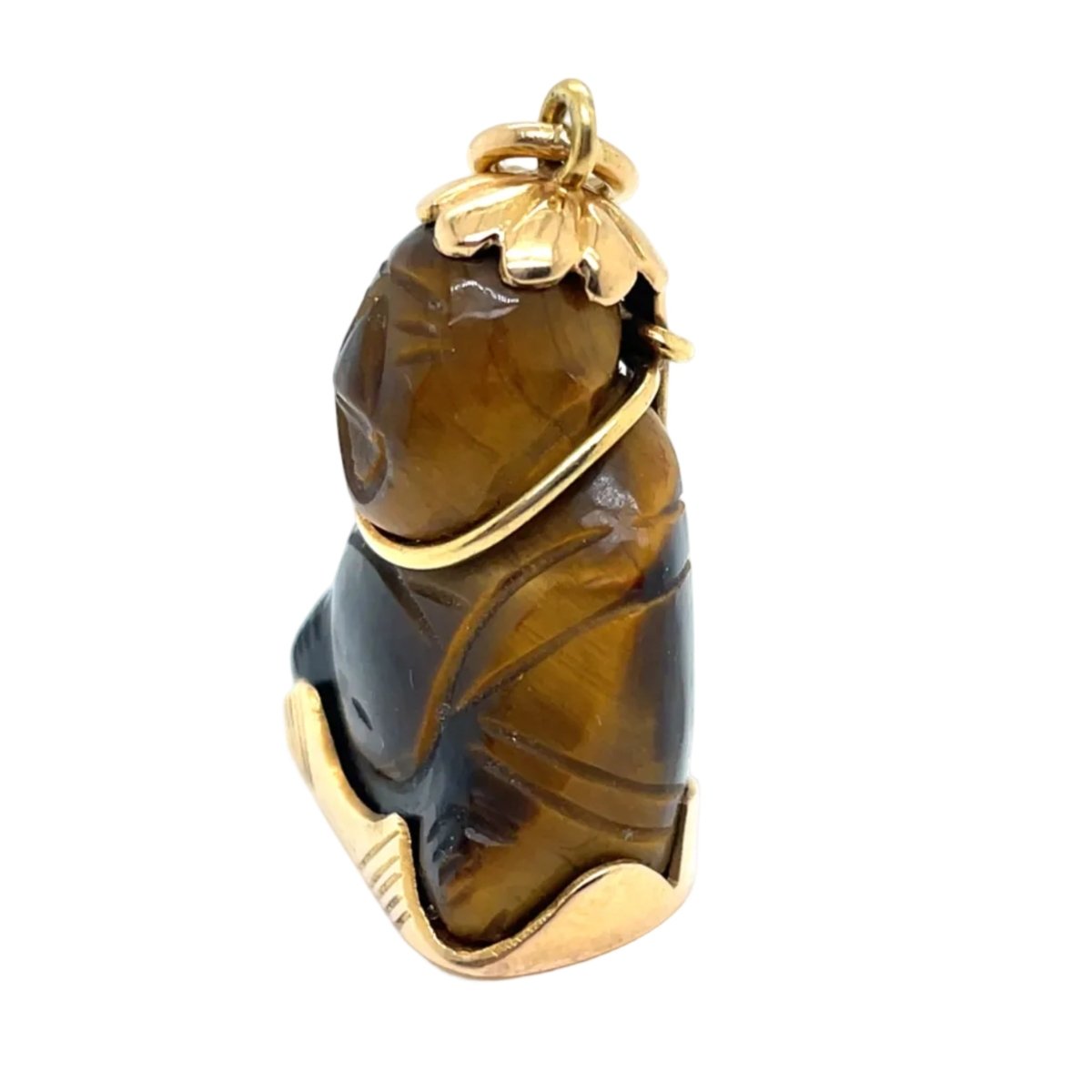 Pendentif en or jaune et oeil de tigre - Castafiore