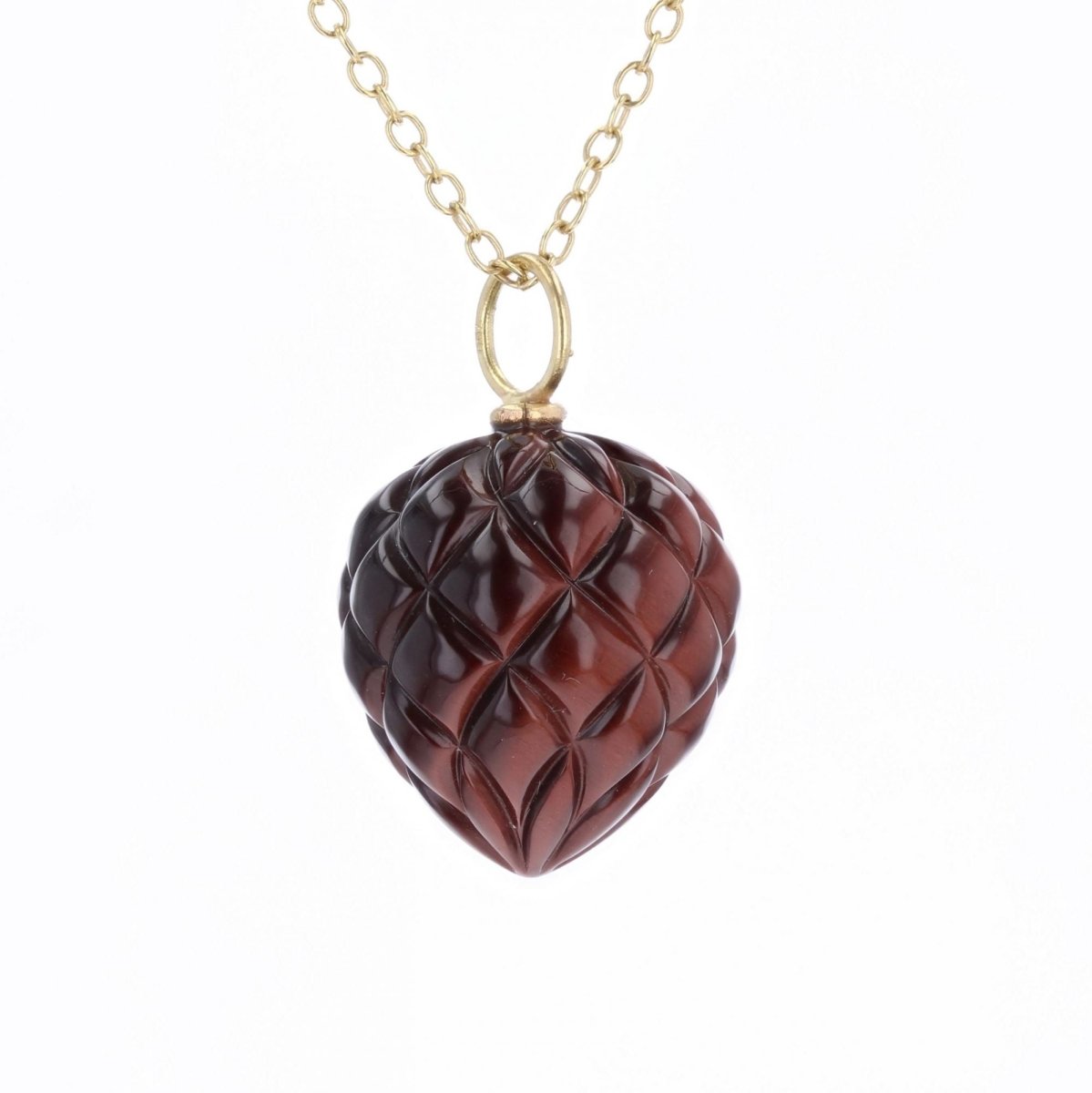 Pendentif en or jaune et oeil de tigre - Castafiore